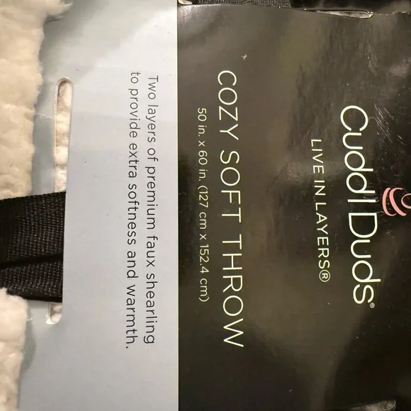 Cuddl Duds Plush Sherpa Throw Blanket - Gray and Cream - Picture 3 of 4